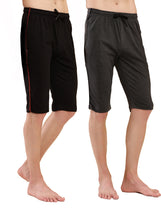 T.T. Men Regular Fit Poly Jersey Capri With Side Piping Pack Of 2-Anthra-Black