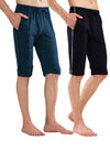 T.T. Men Regular Fit Poly Jersey Capri With Side Piping Pack Of 2-Airforce-Navy