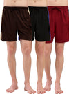 T.T. Men Regular Fit Poly Jersey Cut And Sew Bermuda Short Pack of 3-Black-Brown-Maroon