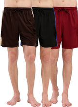 T.T. Men Regular Fit Poly Jersey Cut And Sew Bermuda Short Pack of 3-Black-Brown-Maroon