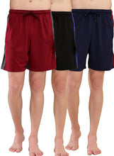 T.T. Men Regular Fit Poly Jersey Cut And Sew Bermuda Short Pack of 3-Brown-Maroon-Navy