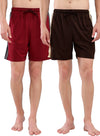 T.T. Men Regular Fit Poly Jersey Cut And Sew Bermuda Short Pack Of 2-Brown-Maroon