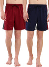 T.T. Men Regular Fit Poly Jersey Cut And Sew Bermuda Short Pack Of 2-Maroon-Navy