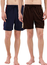 T.T. Men Regular Fit Poly Jersey Cut And Sew Bermuda Short Pack Of 2-Brown-Navy