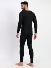 T.T. Men Regular Fit Super Soft, Super Warm Cotton Rich With Elastomeric Finish Thermal Set -Black