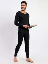 T.T. Men Regular Fit Super Soft, Super Warm Cotton Rich With Elastomeric Finish Thermal Set -Black