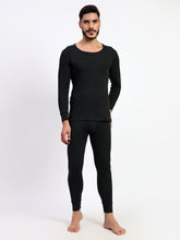 T.T. Men Regular Fit Super Soft, Super Warm Cotton Rich With Elastomeric Finish Thermal Set -Black