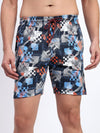 T.T. Men Regular Fit Cotton Polyster Printed Short With Zip Pocket Pack Of 1-Blue