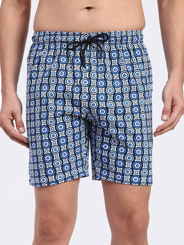 T.T. Men Regular Fit Cotton Polyster Printed Short With Zip Pocket Pack Of 1-Royal Blue