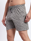 T.T. Men Regular Fit Cotton Polyster Printed Short With Zip Pocket Pack Of 1-Grey Anchor