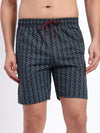 T.T. Men Regular Fit Cotton Polyster Printed Short With Zip Pocket Pack Of 1-Black Geometric