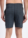 T.T. Men Regular Fit Cotton Polyster Printed Short With Zip Pocket Pack Of 1-Black Geometric