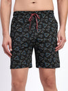 T.T. Men Regular Fit Cotton Polyster Printed Short With Zip Pocket Pack Of 1-Black Triangle