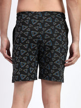 T.T. Men Regular Fit Cotton Polyster Printed Short With Zip Pocket Pack Of 1-Black Triangle