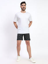 T.T. Men Regular Fit Cotton Polyster Printed Short With Zip Pocket Pack Of 1-Black Triangle