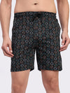 T.T. Men Regular Fit Cotton Polyster Printed Short With Zip Pocket Pack Of 1-Black