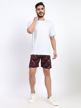 T.T. Men Regular Fit Cotton Polyster Printed Short With Zip Pocket Pack Of 1-Maroon