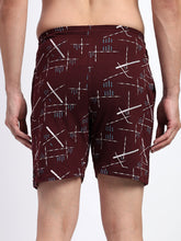 T.T. Men Regular Fit Cotton Polyster Printed Short With Zip Pocket Pack Of 1-Maroon