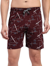 T.T. Men Regular Fit Cotton Polyster Printed Short With Zip Pocket Pack Of 1-Maroon