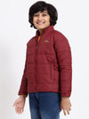 HiFlyers Boys Regular Fit | Polyster |Fluffy Full Sleeves |Quilted Insulation|High Neck Stand Collar|Zipper Jacket -Red