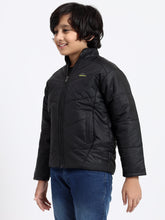 HiFlyers Boys Regular Fit | Polyster |Fluffy Full Sleeves |Quilted Insulation|High Neck Stand Collar|Zipper Jacket -Black