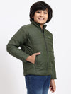 HiFlyers Boys Regular Fit | Polyster |Fluffy Full Sleeves |Quilted Insulation|High Neck Stand Collar|Zipper Jacket -Green