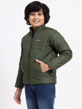 HiFlyers Boys Regular Fit | Polyster |Fluffy Full Sleeves |Quilted Insulation|High Neck Stand Collar|Zipper Jacket -Green