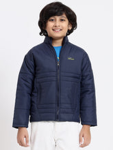 HiFlyers Boys Regular Fit | Polyster |Fluffy Full Sleeves |Quilted Insulation|High Neck Stand Collar|Zipper Jacket -Blue