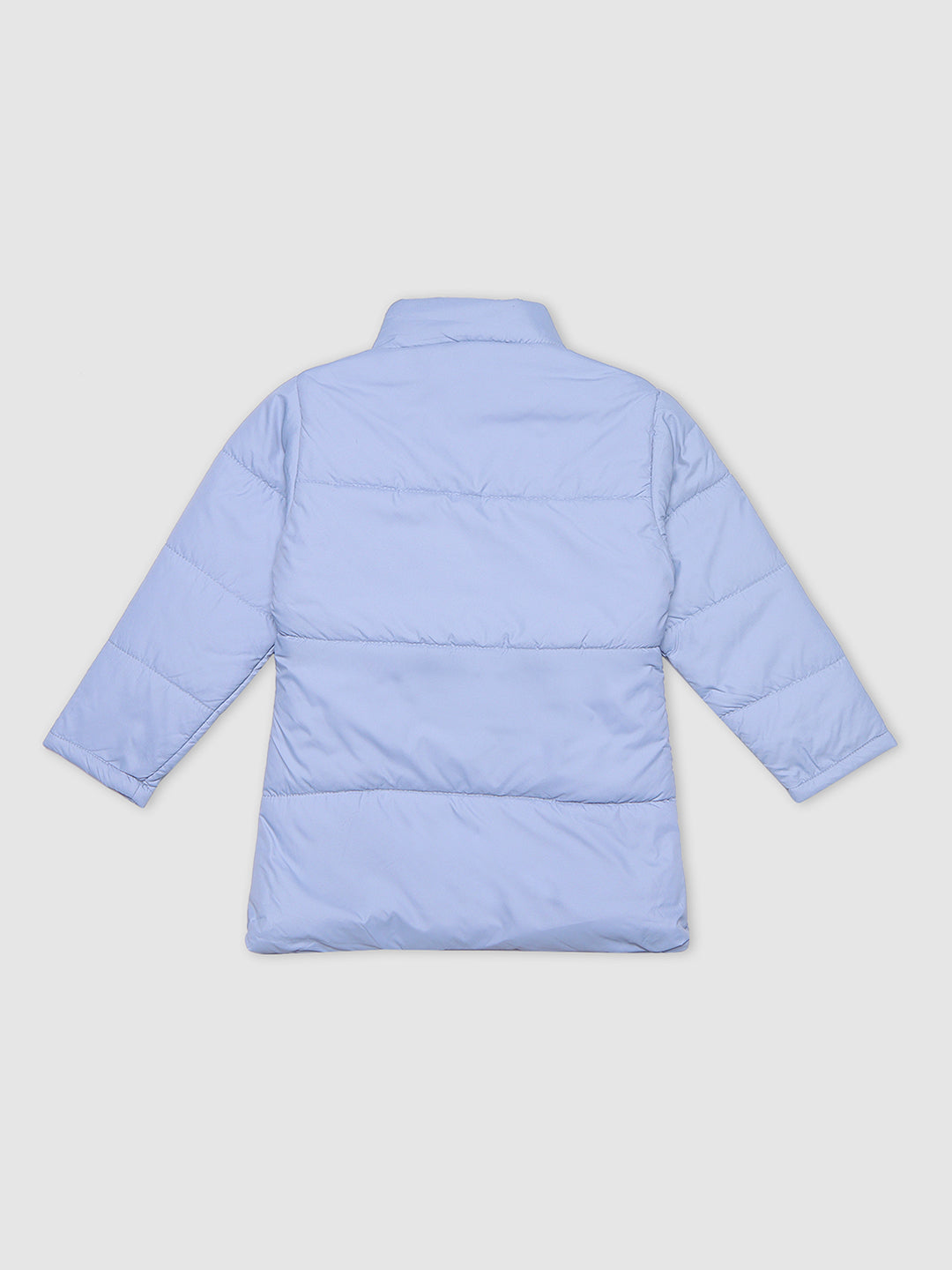 HiFlyers Girls Regular Fit | Polyster |Fluffy Full Sleeves |Quilted Insulation|High Neck Stand Collar|Zipper Jacket -Sky Blue