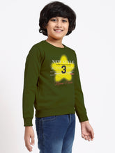 HiFlyers Boys Regular Fit | Premium Cotton Fleece |Full Sleeves|Round Neck|Trendy Winter Wear| Sweatshirts For Boys And Girls -Olive