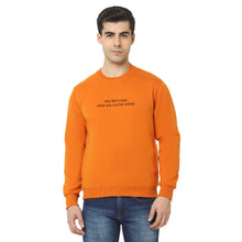 Hiflyers Men Slim Fit Slogan Printed Cotton Fleece Sweatshirt -Mustard