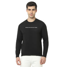 Hiflyers Men Slim Fit Slogan Printed Cotton Fleece Sweatshirt -Black