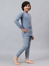 T.T. Boys & Girls Titanic Winter |Slim Fit| Cotton Fleece |Full Sleeves|Round Neck|Trendy Winter Wear|Top With Inner Elastic Payjama Thermal Set -Sky Blue