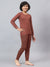 T.T. Boys & Girls Hotpot Desire|Slim Fit| Cotton Rich |Full Sleeves|Round Neck|Trendy Winter Wear|Top With Inner Elastic Payjama Thermal Set -Brown