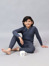 T.T. Boys & Girls Hotpot Desire|Slim Fit| Cotton Rich |Full Sleeves|V-Neck|Trendy Winter Wear|Top With Inner Elastic Payjama Thermal Set -Blue