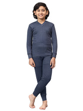 T.T. Boys & Girls Hotpot Desire|Slim Fit| Cotton Rich |Full Sleeves|V-Neck|Trendy Winter Wear|Top With Inner Elastic Payjama Thermal Set -Blue