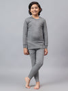 T.T. Boys & Girls Titanic Winter |Slim Fit| Cotton Fleece |Full Sleeves|Round Neck|Trendy Winter Wear|Top With Inner Elastic Payjama Thermal Set -Grey