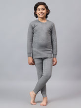 T.T. Boys & Girls Titanic Winter |Slim Fit| Cotton Fleece |Full Sleeves|Round Neck|Trendy Winter Wear|Top With Inner Elastic Payjama Thermal Set -Grey