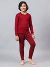 T.T. Boys & Girls |Slim Fit| Cotton Fleece |Skin Soft Fabric|Full Sleeves|Trendy Winter Wear|Dyed Rn Top & Top Elastic Payjama Thermal Set -Red