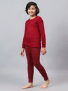 T.T. Boys & Girls |Slim Fit| Cotton Fleece |Skin Soft Fabric|Full Sleeves|Trendy Winter Wear|Dyed Rn Top & Top Elastic Payjama Thermal Set -Red