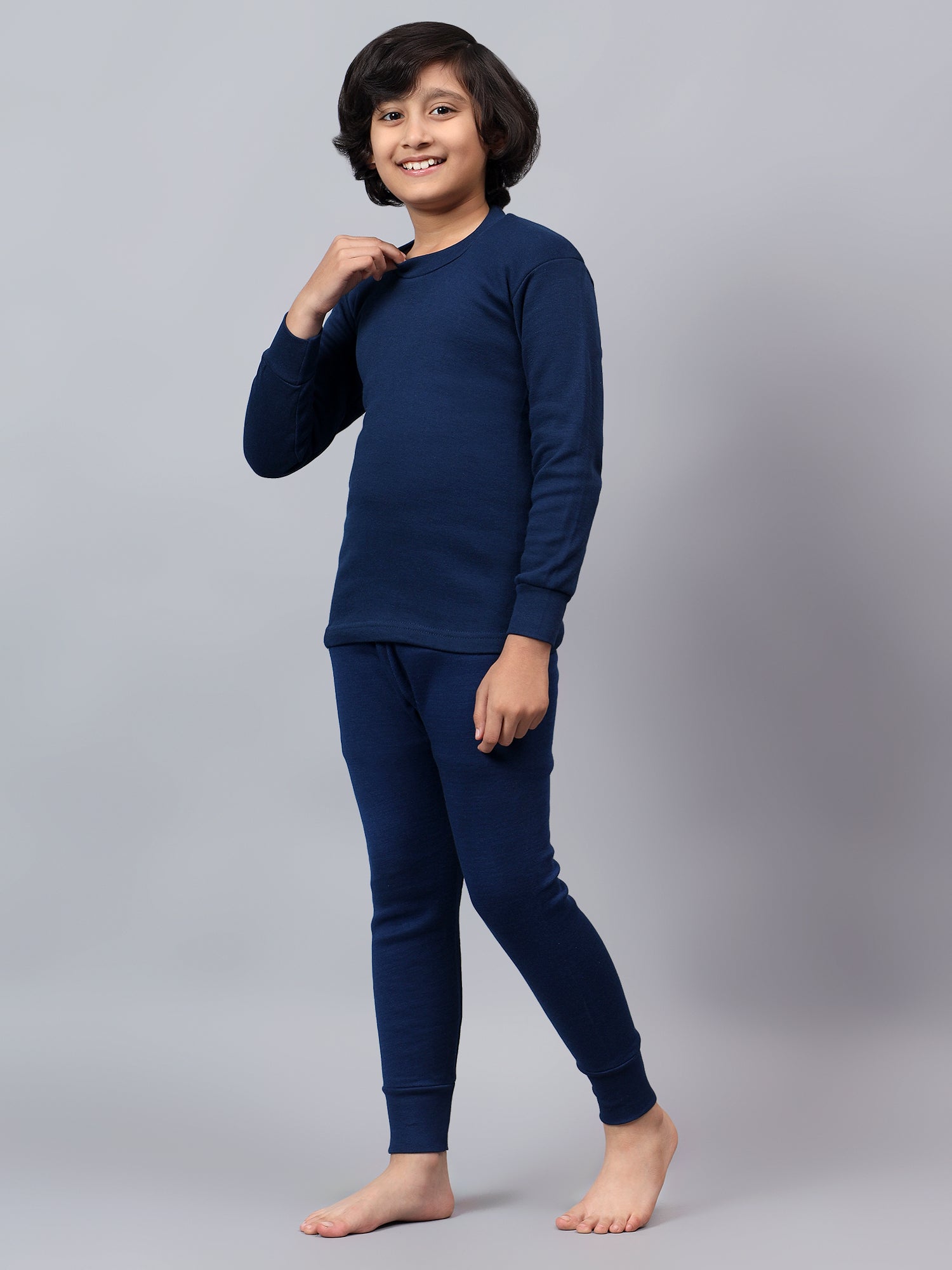 T.T. Boys & Girls |Slim Fit| Cotton Fleece |Skin Soft Fabric|Full Sleeves|Trendy Winter Wear|Dyed Top Payjama Thermal Set -Blue