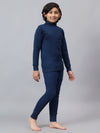 T.T. Boys & Girls |Slim Fit| Cotton Fleece |Full Sleeves|High Neck|Trendy Winter Wear|Dyed Top With Inner Elastic Payjama Thermal Set -Blue