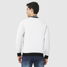 Hiflyers Men Slim Fit Cotrast Rib Cotton Fleece Round Neck Sweatshirt -White