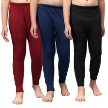 T.T. Boys & Girls |Slim Fit| Cotton Fleece |Inner Elastic|Trendy Winter Wear|Dyed Thermal Trouser Pack Of 3-Red::Blue::Black