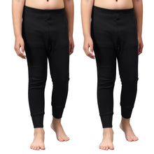 T.T. Boys & Girls |Slim Fit| Cotton Fleece |Inner Elastic|Trendy Winter Wear|Dyed Thermal Trouser Pack Of 2-Black