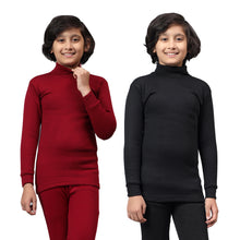 T.T. Boys & Girls |Slim Fit| Cotton Fleece |Full Sleeves|High Neck|Trendy Winter Wear|Dyed Top Pack Of 2-Red::Black