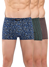 T.T. Men Desire Super Combed Cotton Printed Snug Fit Mini Trunks For Men Pack Of 3 Green::Brown::Sky Blue