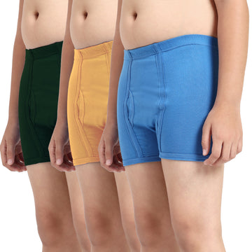 T.T. Boys |Regular Fit|Breathable & Soft Innerwear|Front Open Kids Trunks| Pure Cotton |Jazz Fine Long Inner Elastic Trunks|Boys Trunks 1-2 Years Pack Of 3-Beige::Green::Sky