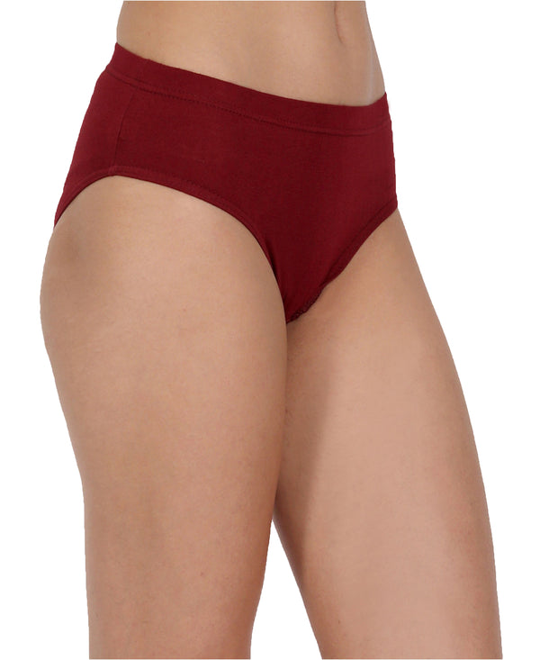 T.T. Women, Cotton Spandex,Mid-Rise, Full Coverage Briefs For Daily Wear, Soft Breathable Comfort Panty, Pack Of 3, Maroon-Navy-Black