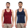T.T. Men|Titanic Dyed Printed|Pure Cotton Printed Vest For Men|Printed Dyed Vest|Pack Of 2|Navy2::Red